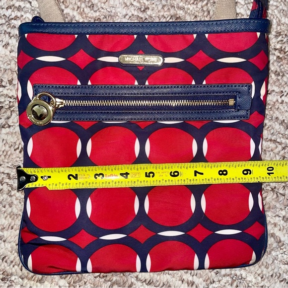 Michael Kors Red and Navy Blue Vinyl Crossbody - Picture 10 of 11
